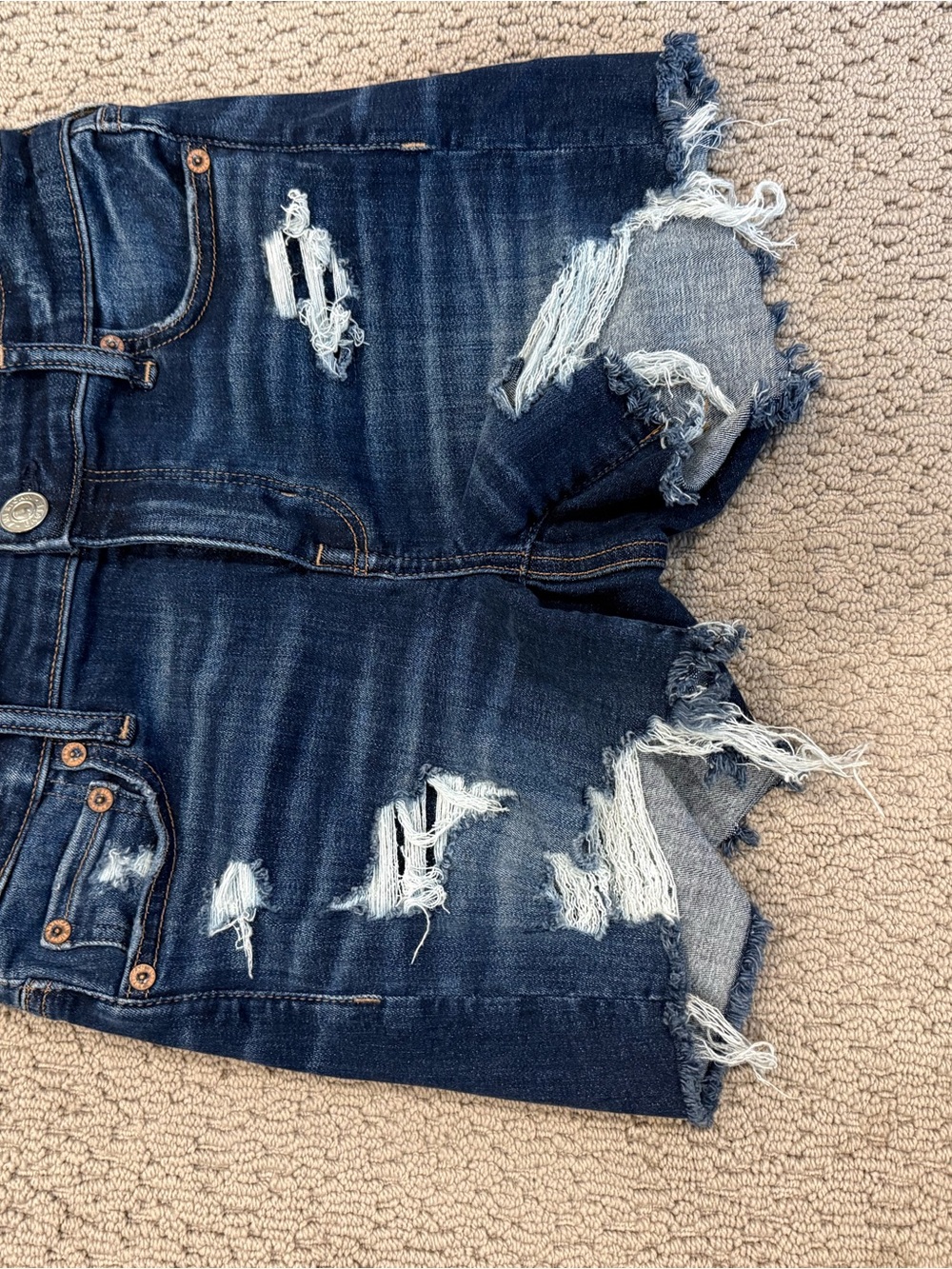 American Eagle Outfitters Distressed Dark Blue Denim Shorts